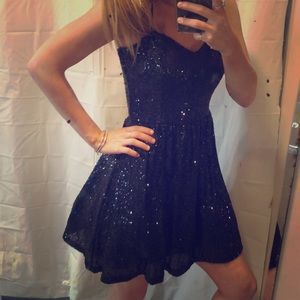 Homecoming/ formal navy blue sequence dress
